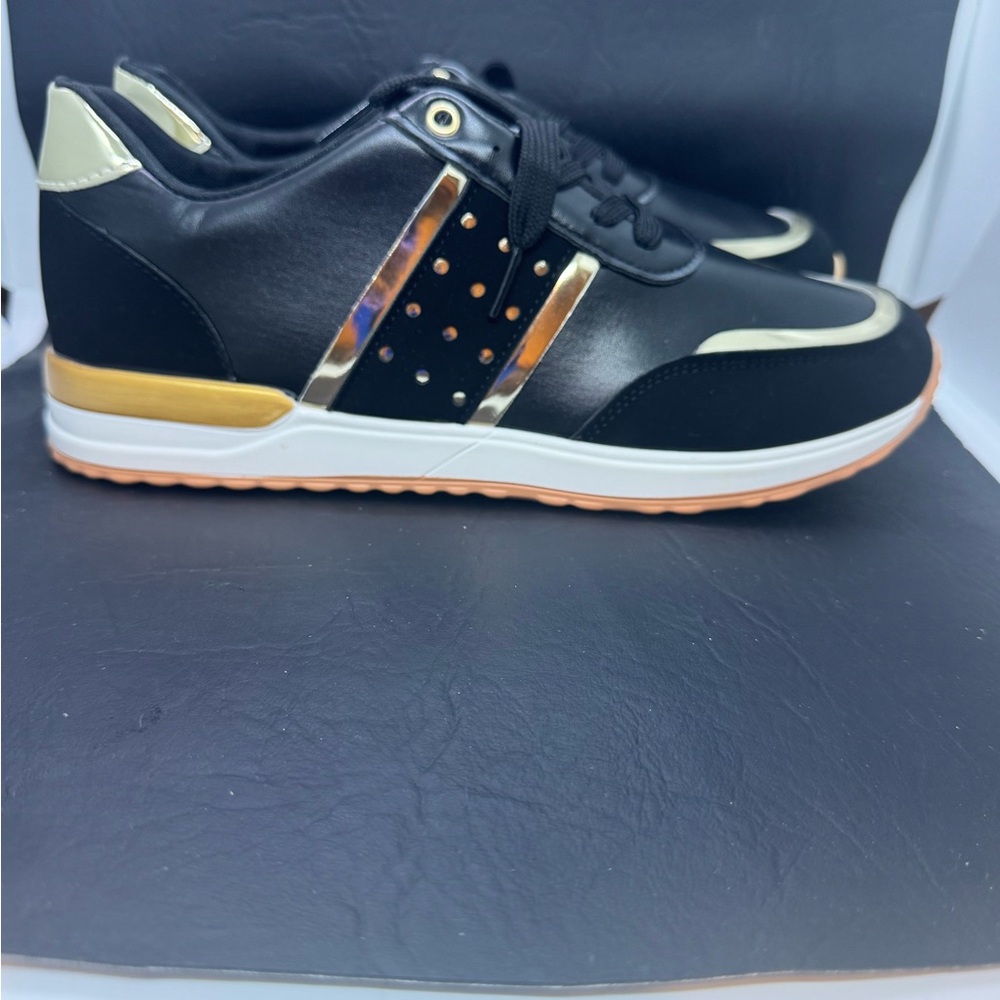 Black and Gold women’s Sneakers New - Picture 5 of 6